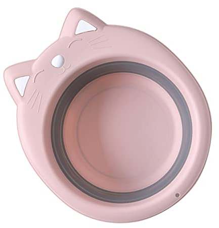 HEATSHAKING Portable Folding Washbasin Basin for Travel Adorable Cat Shape Wash Basin Collapsible and Space-Saving for Bathing Kitchen Use