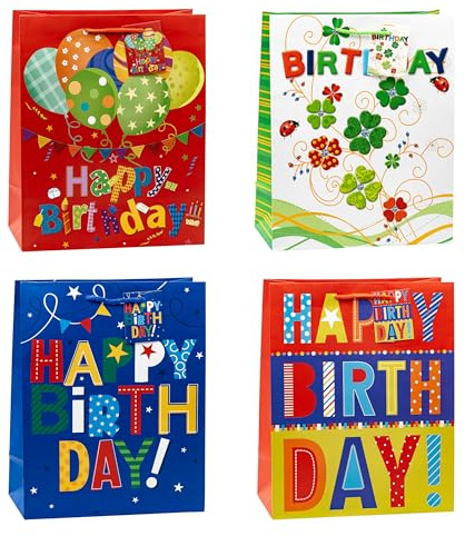 TSI Geschenktüten HAPPY BIRTHDAY, 12er Packung, Größe: Groß (HxBxT 32 x 26 x 13,5 cm), Art. Nr. 83315