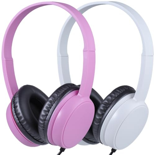 Wired Headphones 2 Pack for Classroom School Kids, Durable Students On-Ear Headset, Swivel Adjustable 3.5mm Earphones for Children Toddler Boys Girls Teens iPad Computer Kindle Tablet (GS30, 2Mixed)