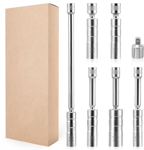 Zündkerzenschlüssel, Drehmomentschlüssel Magnet Universal Flexibel zündkerzenschlüssel satz für Fahrrad, Motorrad und Auto (Schwarz – 6-teiliges Set)