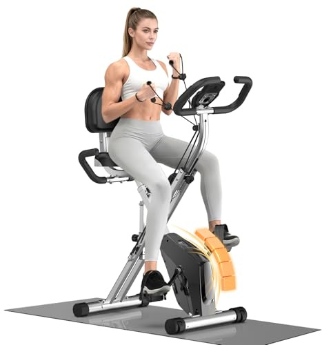 Botifly Vélo d'appartement Pliable 4 en 1 X-Bike avec Siège et Dossier Réglables Vélos de Fitness Magnétique pour Adultes Cardio-Training 150kg