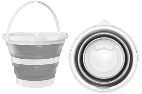 Hmfmdy Collapsible Bucket, 5LSilicone Foldable Water Bucket With Sturdy Handle, Space Saving Multi Purpose Bin, Portable Cleaning Fishing Camping Baskets for Pet Feeding, Home Cleaning, Car Washing