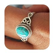 Joyería turquesa para mujer, anillos de plata turquesa para mujer, anillo de declaración de nudillos, apilable, anillo de boda, accesorios de vestidos occidentales, Metal