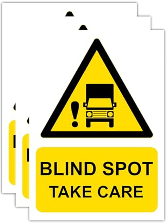 3 Pack A4 (210 × 297 mm) Blind Spot Take Care Laminated Polypropylene Safety Labels & Signs – Self-Adhesive Warning Stickers for HGV, Lorry, Van, Truck and Bus