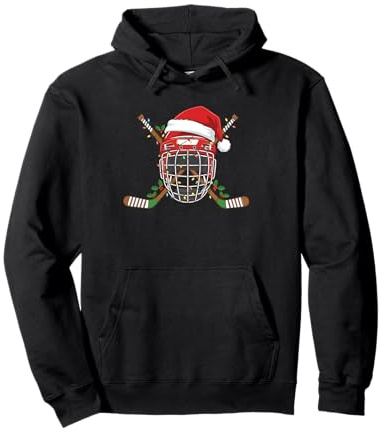 Casco de Hockey sobre Hielo de Navidad de Papá Noel para Hombres, niños y Adolescentes Sudadera con Capucha