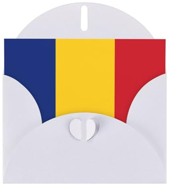Elegant Pearlized White YYHWHJDE Flag of Romania Pattern Greeting Card 6x4 in for Christmas, Birthdays, Weddings, and More