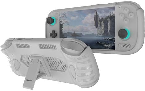JYGamhanbil Protective Grip Case for Ayn Odin 3 6 inch Portable Console | TPU Cover Back Shell Skin Accessories with Ergonomic Grip & Kickstand for Ayn Odin 3 Gaming Handheld (White)