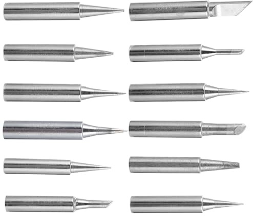 Alipis Lot de 12 Set de Pointes pour Fer à Souder en Cuivre, Pannes de Soudage Compatibles Station 936, Outil de Soudure Précis pour Applications Électroniques et Bricolage, Kit