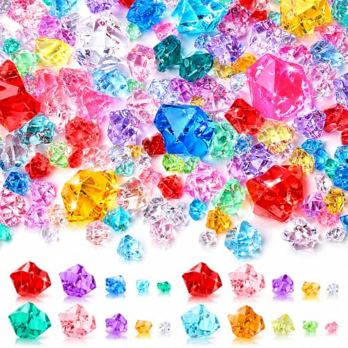 QINJIEJIE 700 piezas de piedras preciosas para niños de acrílico diamantes | Piedras preciosas para niños, diamantes acrílicos, cristales para niños, piedras brillantes, tesoro pirata