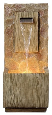 Teamson Home Fontaine Cascade extérieure 81 cm Style Spa avec LED intégrée, Finition Marron Moderne et écoulement Relaxant