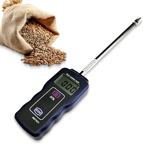 AMTAST Grain Moisture Meter High Precision Grain Moisture Tester with Temperature Compensation Portable Seed Moisture Meter for 9 Grains Including Wheat, Rice, Corn, Millet, Un-husked & Husked Rice