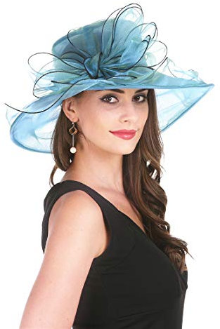 SAFERIN Damen Organza Kirche Kentucky Derby Hut Feder Schleier Fascinator Braut Tee Party Hochzeit Hut - mehrfarbig - Medium