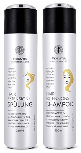 Fidentia Hair Extensions Shampoo & Spülung je 250 ml | Intensiv Pflege für Haarverlängerung, Perücke, Haarteil und Tressen