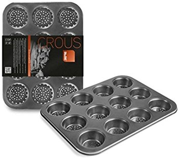 IBILI perforé Moule à Muffins 12 Tasses, Plaque en Acier laminé, Noir, Taille Unique