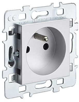 Interrupteur va et Vient - Prises electriques Standard - Prise Murale - Interrupteur va et Vient sans Fil - Prise Murale Casual - Mécanisme 2P+T + Cache Alu + Support Métal - Debflex