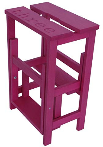 Karn Hocker Happy Numbers aus Buchenholz – Leiter mit drehbaren nummerierten Stufen und Sicherheitsblock – Haushaltsleiter für Bibliothek und Küche Made in Italy