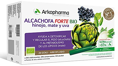 Arkopharma Arkofluido Alcachofa Forte BIO 20 Ampollas, Eliminar Toxinas del Organismo + Asesoramiento Nutricional, Complemento Alimenticio