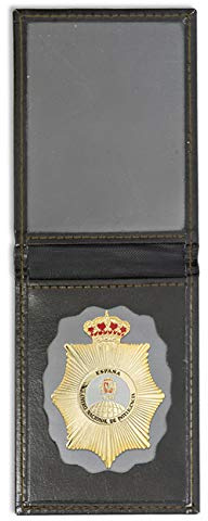Cartera + Placa CNI - Centro Nacional de Inteligencia | Cartera de Polipiel identificativa con Chapa/Insignia para decoración, coleccionismo y atrezzo