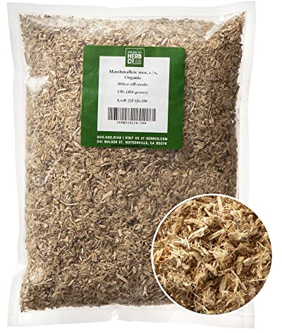 Organic Marshmallow Root Cut & Sifted, by Herb Co, Althaea Officinalis, From Albania & Bulgaria, Kosher, for Skincare to Prepare Oils & Salves, Shampoo, Syrups & Lozenges, 1 lb