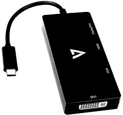 V7 Adaptador DisplayPort USB-C (m) a VGA (f), HDMI (f), DVI (f), 1080p, para PC y Mac, color negro
