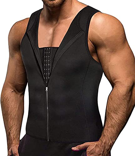 Memoryee Hombre Sauna Chaleco Deportivo Neopreno Entrenamiento Body Shaper Traje Entrenador Cintura Fitness Cremallera Camiseta Sin Mangas