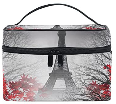 COZYhome - Borsa per cosmetici con motivo a torre Eiffel, borsa da viaggio con cerniera, con manico, borsa per trucchi per ragazze e donne