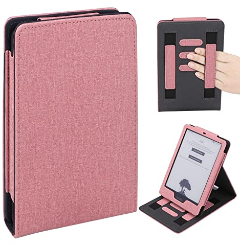 WALNEW Ständer Hülle für 6,8 Kindle Paperwhite 11. Generation (2021) und Kindle Paperwhite Signature Edition Stoffhülle Case Cover mit Multi-Blickwinkel und Zwei Handriemen, Rosa