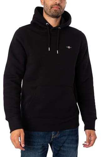 GANT Herr REG Shield huvtröja med huva, svart, standard, svart, 3XL