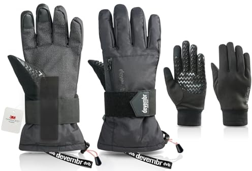 devembr Advanced Ski-Handschuhe mit Handgelenkschutz und Herausnehmbarem Innenfutter
