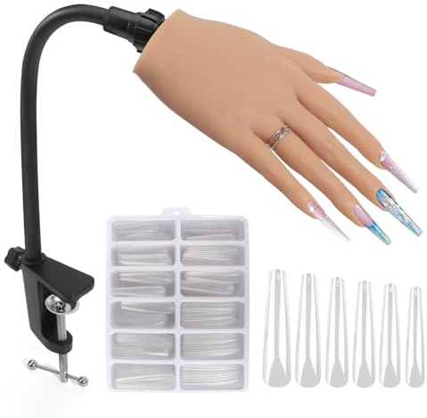 Deciniee Main D'Entrainement Manucure Silicone: Flexible Fausse Main Pour Ongle - Ajustable Main d Entrainement pour Ongle avec 240 Pièces Faux Ongles