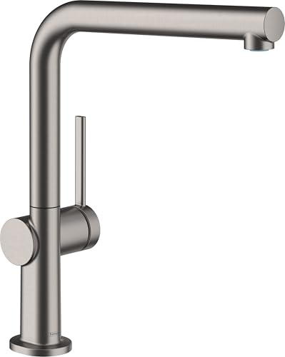 hansgrohe Talis M54 - Küchenarmatur, 1 Stahlart, Wasserhahn Küche mit Auslaufhöhe 270 mm, Mischbatterie Küche 360° schwenkbar, Brushed Black Chrome, 72840340