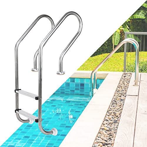 NileMAll Échelle de Piscine en Acier Inoxydable 304, système d'entrée et de Sortie pour piscines enterrées avec Accessoires complets