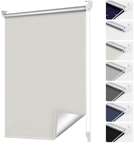 smartdemo Verdunklungsrollo ohne Bohren & mit Bohren, Klemmrollo Fensterrollo Creme 115x230cm(BxH), Thermorollo Sichtschutz und Sonnenchutz, Klemmrollo rollos für Fenster & Tür