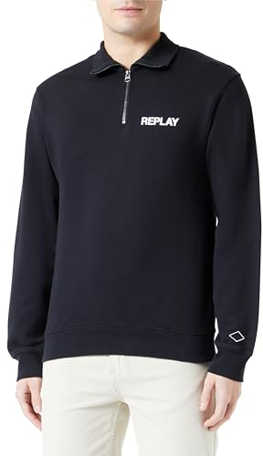 Replay Herren Sweatshirt aus Baumwolle, Black 098 (Schwarz), L