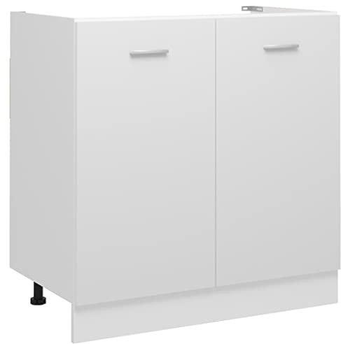 FIRBNUS Meuble de Cuisine Armoire de Plancher d'évier Blanc 80x46x81,5 cm Aggloméré Armoire de Rangement Grande Capacité Largement Utilisée dans Restaurants Hôtels Lieu de Travail