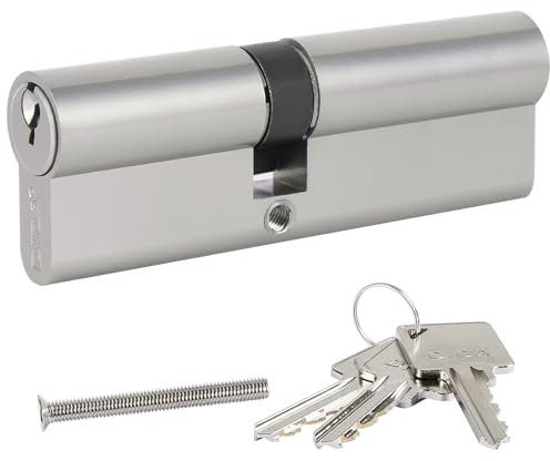 DIDA® 100mm Euro Barrel Lock 40/60 Door Barrel Lock with Key UPVC Door Lock Barrel Profile Lock with 3 Keys Anti-Pick Anti-Bump Anti-Drill Euro Cylinder Lock High Security BS EN 1303:2005 Nickel