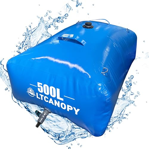 LTCANOPY 500 l/132 gallon bubbelbehållare, stor vattentank med ventil, bärbar hopfällbar vattenpåse för bevattning av odlingsland, nödvattentank för