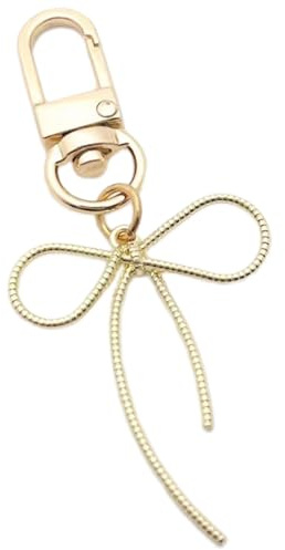 Maxtonser Schlüsselanhänger in Schleifenform, Mehrfarbig, Schmetterlingsknoten, Schlüsselanhänger, modische Schleifen, Ornament für Handys, Autoschlüssel, Taschen, Gold