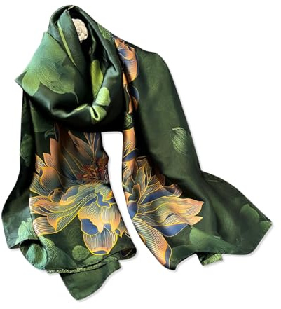 LumiSyne Sciarpa Di Seta Donna Stampata Farfalla Motivo Fiore Stile Lussuosa Elegante Sciarpe Grande Lungo Fazzoletto Da Collo Leggero Calda Stole Scialle Hijab Protezione Solare Quattro Stagioni