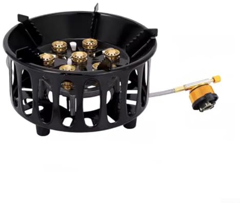 Fornello a gas da campeggio a 7 core, portatile da 16800 W, bruciatore a gas per esterni, antivento, ultraleggero, grande fuoco per campeggio e escursionismo (B)