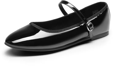 DREAM PAIRS Ballerine Mary Jane da Donna Punta Tonda Comode Eleganti Casual Slip-on da Lavoro Quotidiano Morbide Scarpe Basse,Size 43,Nero,SDFA2441W