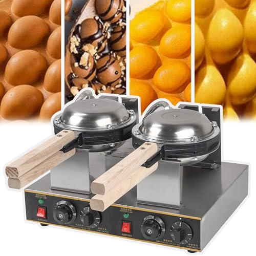 WhAeoy Kommerzieller Blasenwaffeleisen, Drehwinkel: 180° + Temperatureinstellung: 50–250 °C, Zeitbereich: 0–5 Minuten + Eiernest: 30 X 25 Mm, Für Snack-Shop, Café, Zuhause,A