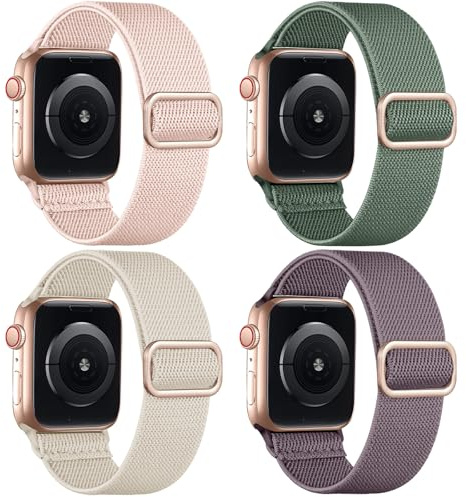 Oielai 4-pack armband kompatibla med Apple Watch, 41 mm, 38 mm, 40 mm, flätat nylonband för Apple Watch SE/iWatch serie 1–9, 38 mm, 40 mm, 41 mm