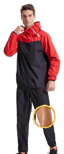 Weyot Traje Sauna Hombre Adelgazante, Trajes De Sudor con Capucha, Sauna Parte Superior Y Pantalones, Trajes De Sudoración para Fitness Boxeo Yoga Running,M,Jacket + Pants
