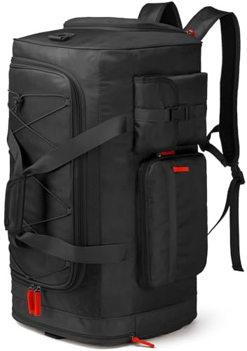 TAIHOYIN Reisetasche Herren 70L Große Sporttasche Weekender Rucksack mit Schuhfach Wasserdicht Trainingstasche Damen Übernachtung Travel Gym Tasche für Reisen, Camping, Fitness, Schwarz