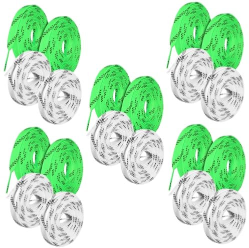 VANZACK 10paare Stylische Hockey-schnürsenkel Für Eishockey Und Rollschuhe Langlebige Schnürsenkel Grün Und Weiß Für Sport Und Geeignet