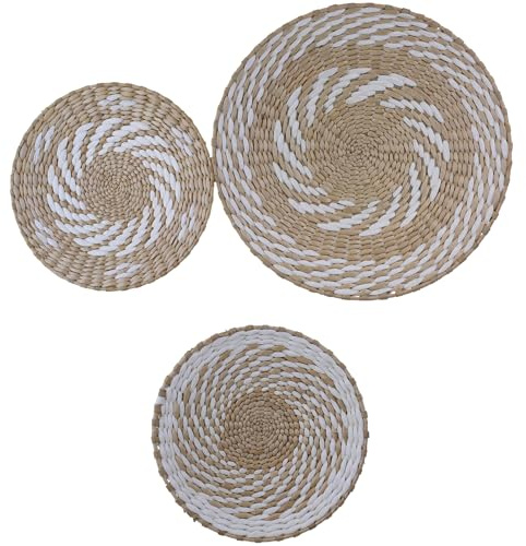 DLBTWDOYLS Cesta decorativa bohemia para colgar en la pared, conjunto de adornos redondos para colgar en la pared, bandeja de decoración de pared de fondo (Q)