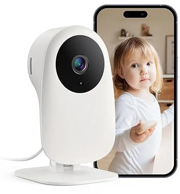 nooie 2K Baby Monitor WiFi Baby Camera Smart Baby Monitor with Night Vision, Motion/Sound Detection, 2-Way Audio, Works with Alexa & Google, APP Control, Cloud/SD Storage, 2.4G WiFi indoor baby care,