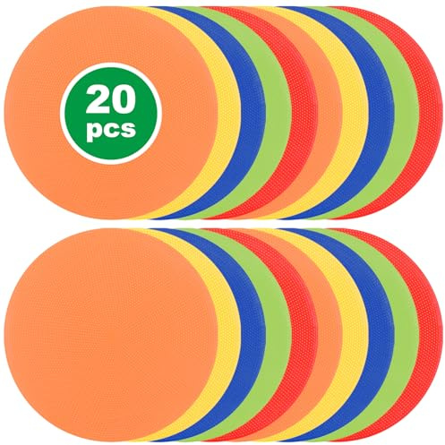 MIVIDE 20 dischi per marcatura, 5 colori, per sport, 23 cm, rotondi, piatti, per allenamento, calcio, campi sportivi