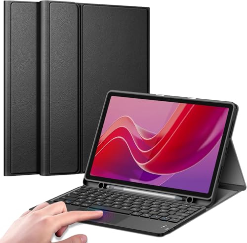 FINTIE Tastatur Hülle für Lenovo Tab M11 2024 (TB330FU) 11 Zoll | Soft TPU Rückseite Gehäuse Schutzhülle, Bluetooth-Tastatur mit Touchpad, Wiederaufladbare mit Stifthalter, Schwarz